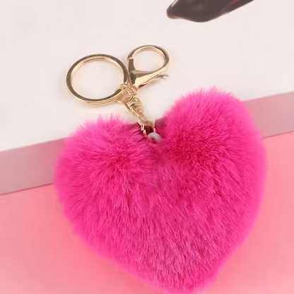 Porte-clé Pompon Cœur – 20 coloris tout doux à collectionner