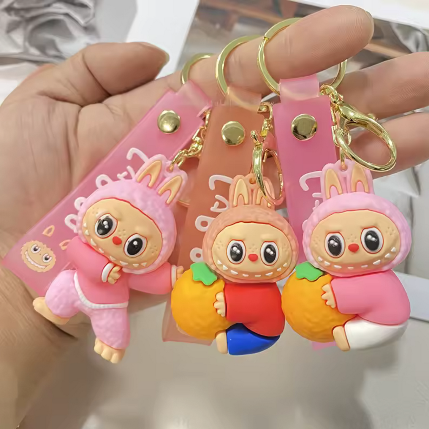 Porte-Clé Labubu Rose – Trois Fois Plus de Tendresse