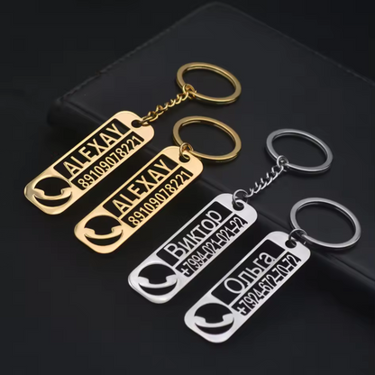 Porte-clé personnalisé anti-perte des clés avec nom, numéro de téléphone et logo