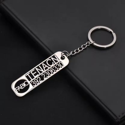Porte-clé personnalisé anti-perte des clés avec nom, numéro de téléphone et logo