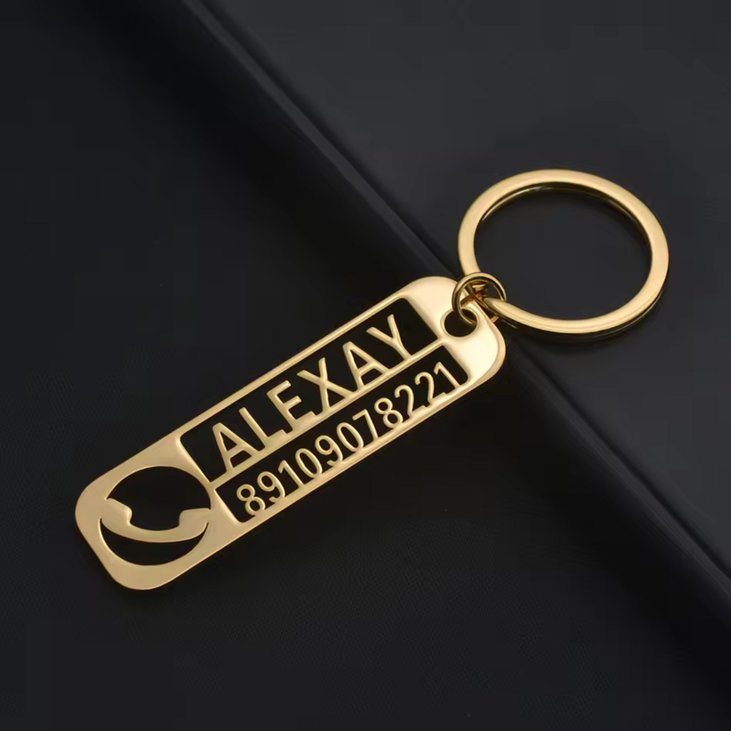 Porte-clé personnalisé anti-perte des clés avec nom, numéro de téléphone et logo